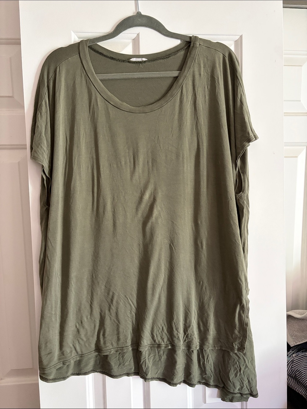 Soprano Olive Green Relaxed Scoop Neck Tee